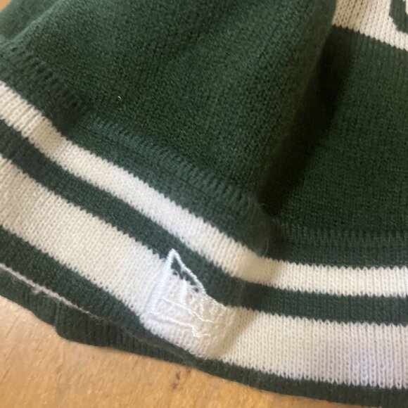 New York Jets Knit Beanie Hat With Pom Pom Green & White Adult Size By 47 Brand - Picture 4 of 9